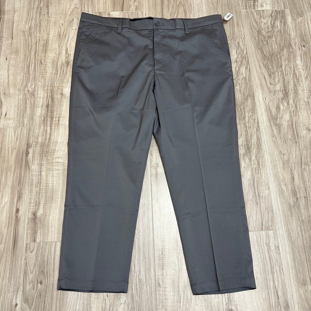 Amazon Essentials Mens 42x28 Slim Fit Dress Pants Gray Stretch Flat Front